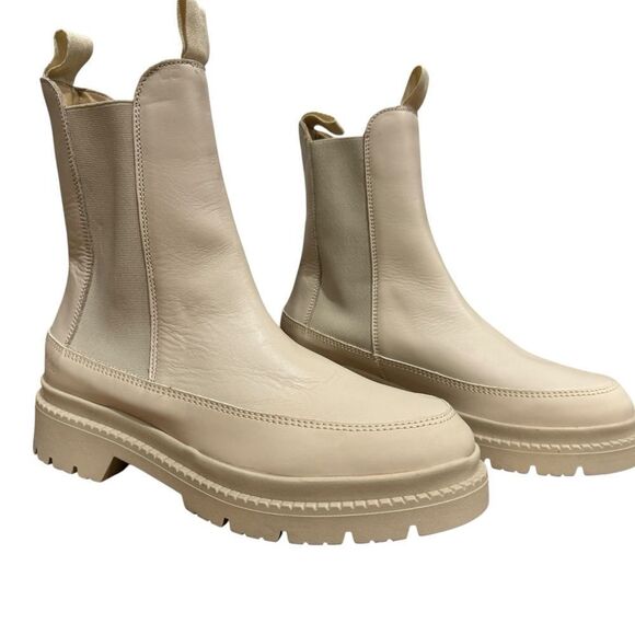 CALIA Peyton Leather Chelsea Lug Boots in Ivory - Picture 4 of 12